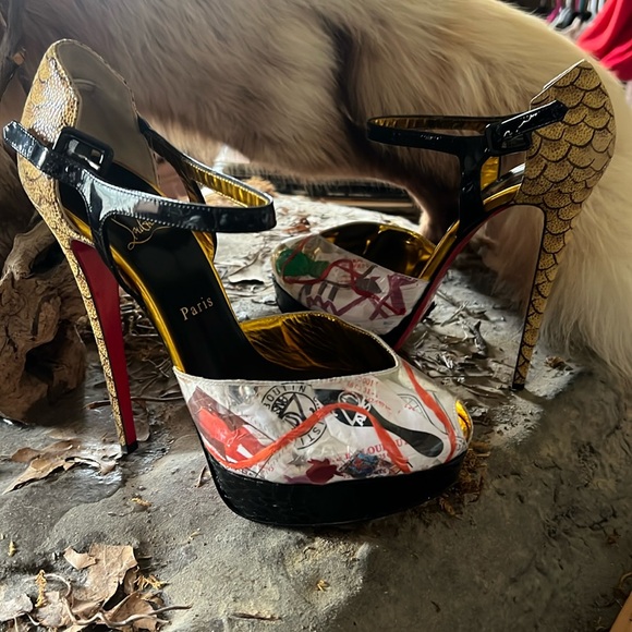 Size 40 peep toe christian louboutin kids workshop heel - Picture 1 of 3